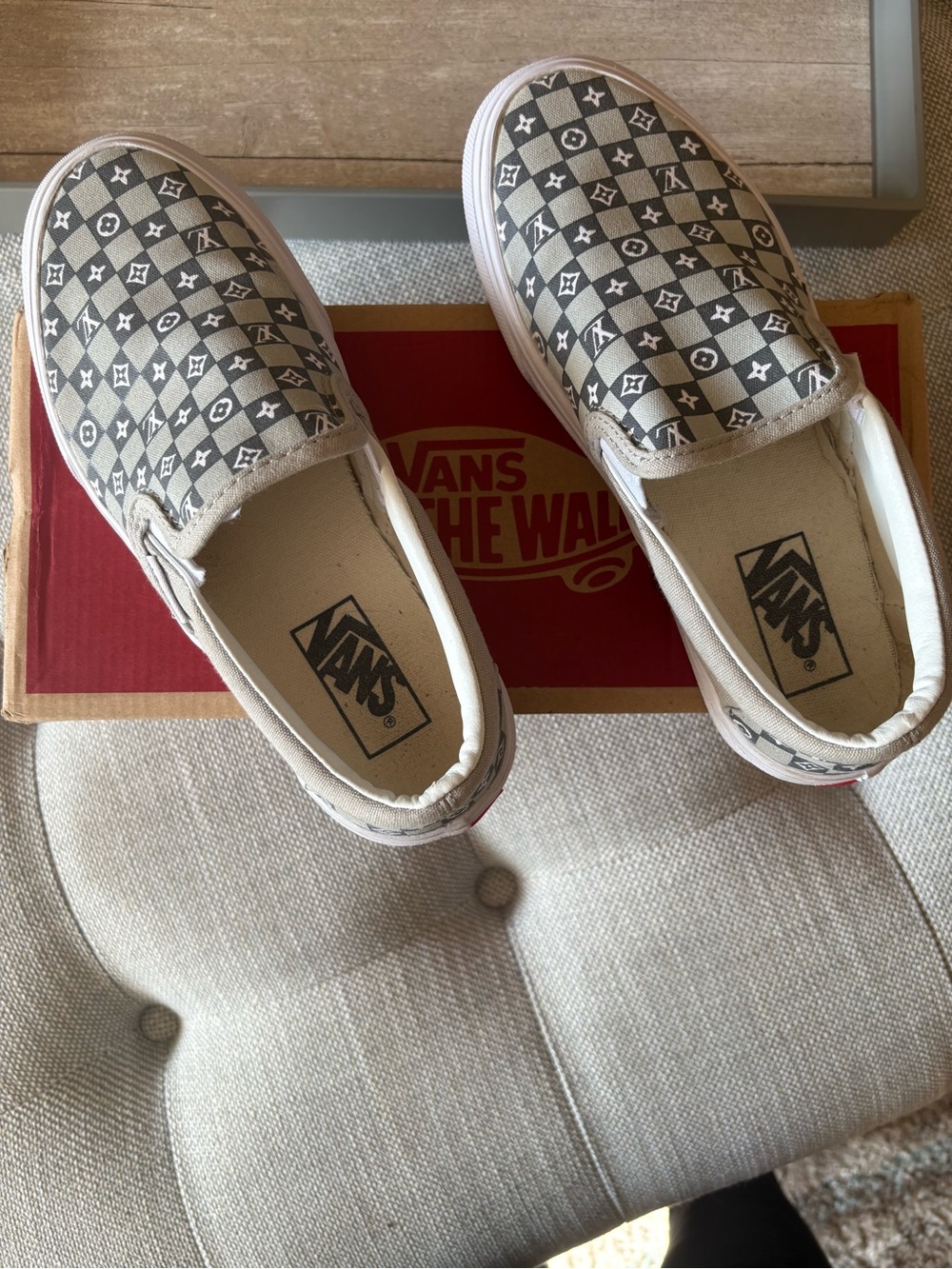 Vans Slip-On Sneakers in Gray and White Checkerboard - Picture 5 of 5